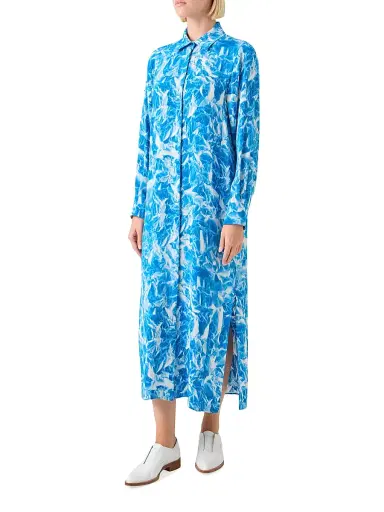 Akris Women's Abstract-Print Silk Shirtdress | Thumbnail 3