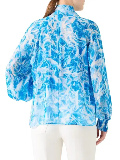 Akris Women's Abstract-Print Silk Blouse - Twilight Ecru - Size 12 | Thumbnail 5 Akris Women's Abstract-Print Silk Blouse - Twilight Ecru - Size 12 | Thumbnail 5