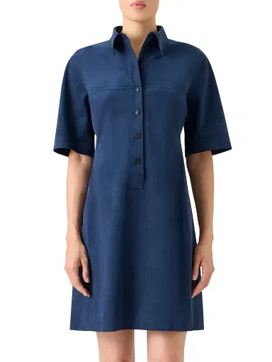 Akris Women's Short-Sleeve Polo Minidress - Denim - Size 2 | Thumbnail 2