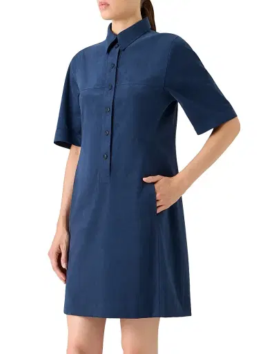 Akris Women's Short-Sleeve Polo Minidress - Denim - Size 2 | Thumbnail 3