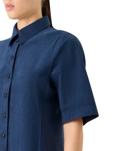 Akris Women's Short-Sleeve Polo Minidress - Denim - Size 2 | Thumbnail 5