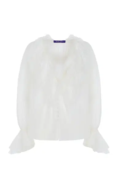 Ralph Lauren Kensley Ruffled Cotton-Silk Top | Thumbnail 1