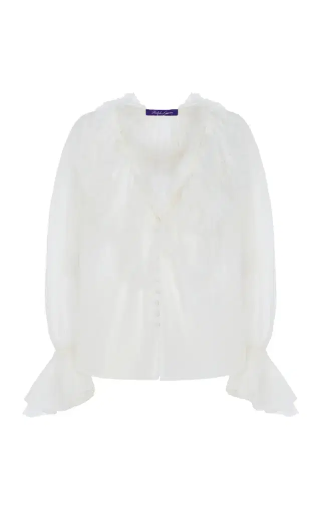 Ralph Lauren Kensley Ruffled Cotton-Silk Top