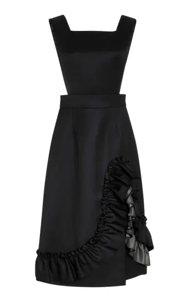 Miu Miu Ruffled Wool Midi Dress | Thumbnail 1 Miu Miu Ruffled Wool Midi Dress | Thumbnail 1