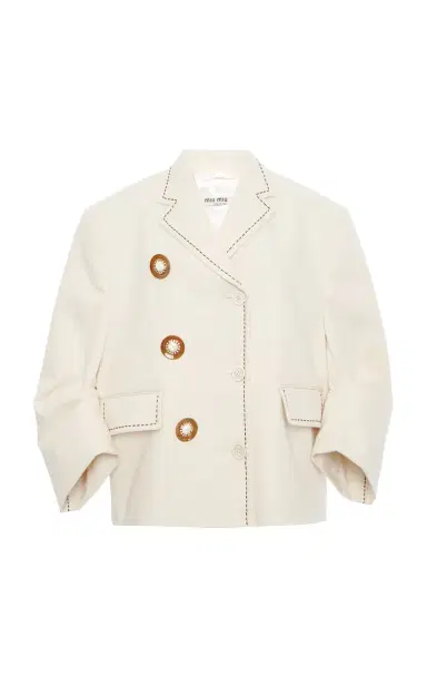Miu Miu Embroidered Puffed-Sleeve Cady Jacket | Thumbnail 6