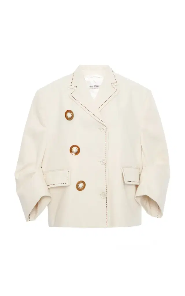 Embroidered Puffed-Sleeve Cady Jacket