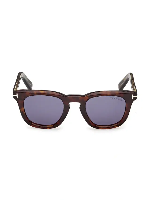 TOM FORD Men's  Icon 48MM Square Sunglasses - Dark Havana Blue