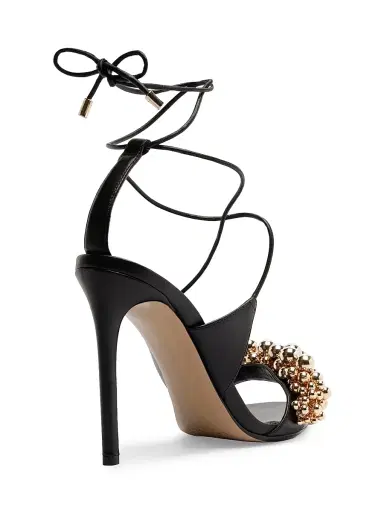 Alexandre Birman Women's Gia 100MM Bubble-Embellished Leather Sandals - Black - Size 6 | Thumbnail 3
