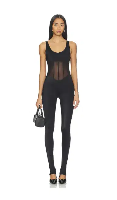 WeWoreWhat Spandex Sheer Panel Jumpsuit | Thumbnail 1 WeWoreWhat Spandex Sheer Panel Jumpsuit | Thumbnail 1