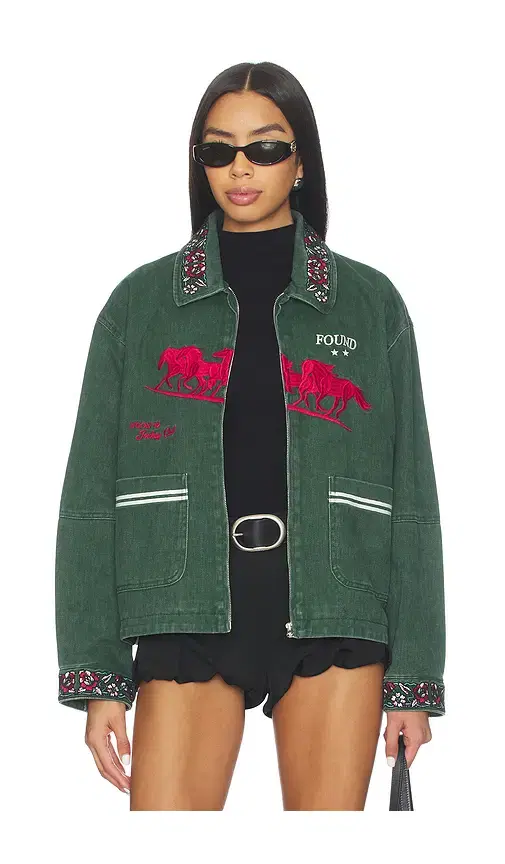 Found Jockey Club Embroidered Work Jacket