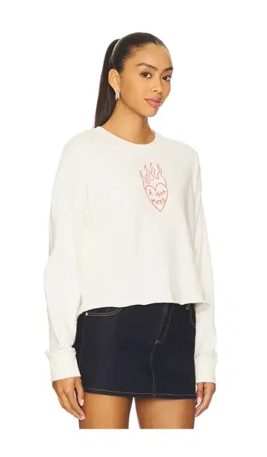 Junk Food A Hot Mess Kickoff Crop Crew Sweatshirt | Thumbnail 2
