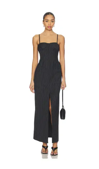Courtney Zheng Chalkstripe Wool Bustier Dress | Thumbnail 1