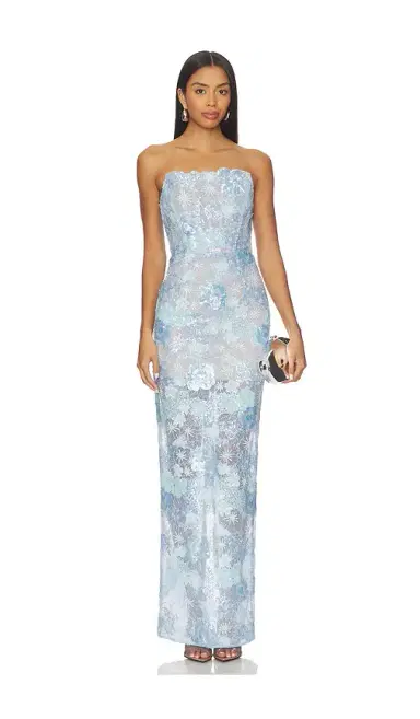 Bronx and Banco Farah Ocean Blue Sequin Maxi Dress | Thumbnail 1