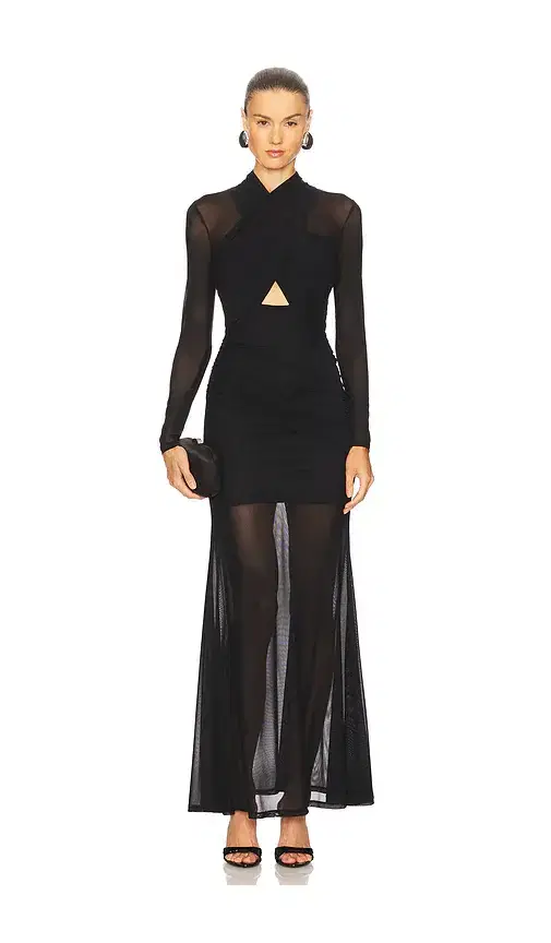 Veria Wrap Mesh Maxi Dress