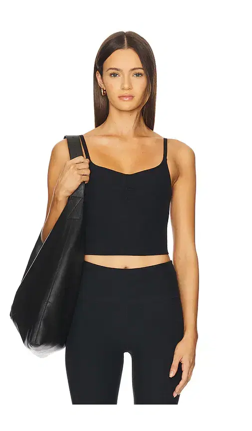 Spacedye Raised The Barre Shirred Cropped Tank Top