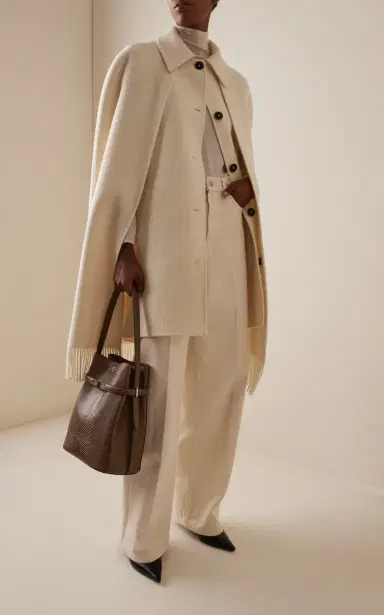 TOTEME Fringed Wool-Blend Cape Coat | Thumbnail 2 TOTEME Fringed Wool-Blend Cape Coat | Thumbnail 2