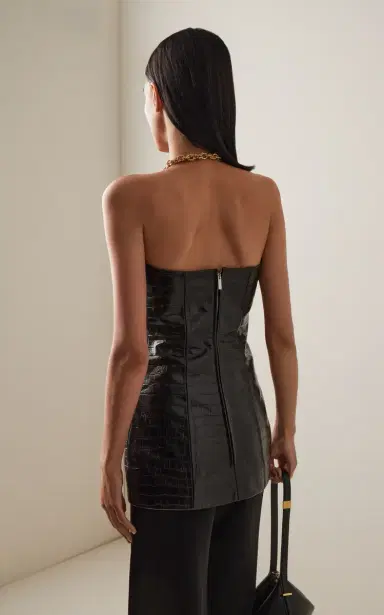 TOTEME Strapless Croc-Embossed Leather Strapless Top | Thumbnail 4