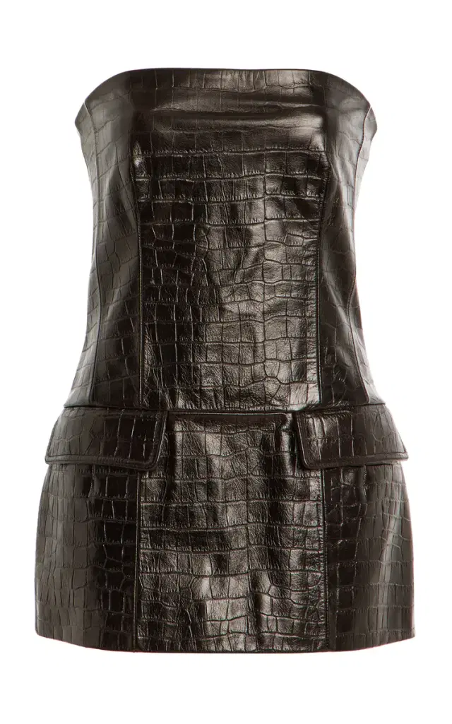 Strapless Croc-Embossed Leather Strapless Top