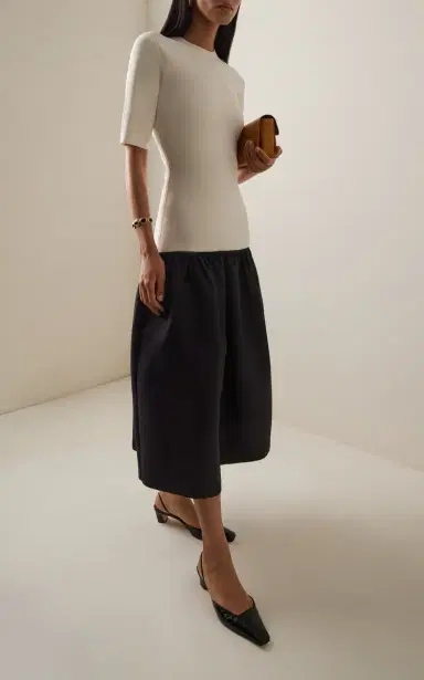 TOTEME Twinflower Silk-Wool Midi Tee Dress | Thumbnail 2 TOTEME Twinflower Silk-Wool Midi Tee Dress | Thumbnail 2