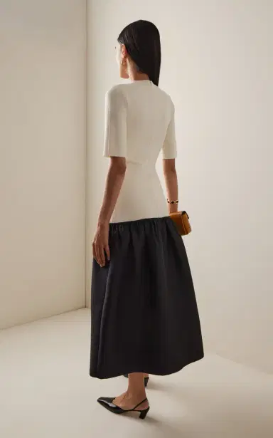 TOTEME Twinflower Silk-Wool Midi Tee Dress | Thumbnail 4 TOTEME Twinflower Silk-Wool Midi Tee Dress | Thumbnail 4