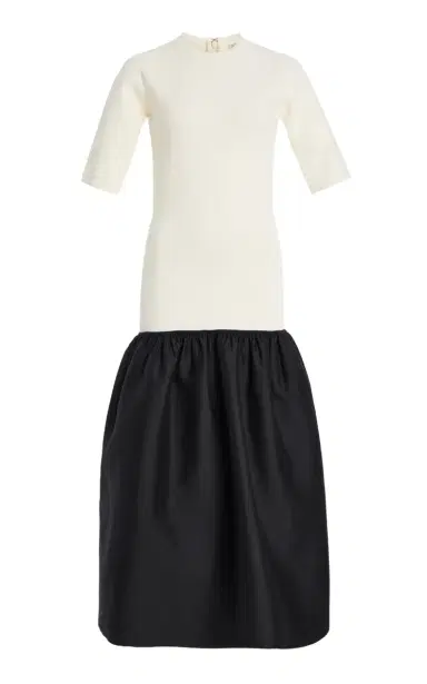TOTEME Twinflower Silk-Wool Midi Tee Dress | Thumbnail 1 TOTEME Twinflower Silk-Wool Midi Tee Dress | Thumbnail 1