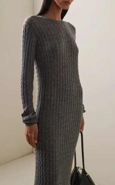 TOTEME Cable Knit Wool Maxi Dress | Thumbnail 3 TOTEME Cable Knit Wool Maxi Dress | Thumbnail 3