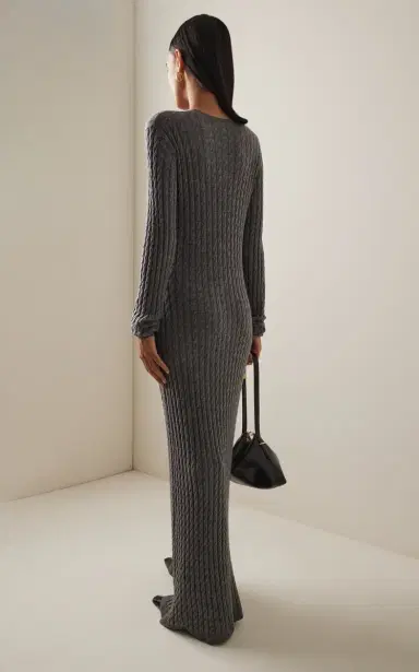 TOTEME Cable Knit Wool Maxi Dress | Thumbnail 4 TOTEME Cable Knit Wool Maxi Dress | Thumbnail 4