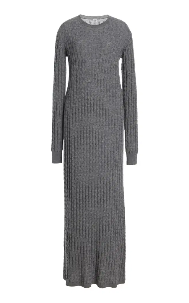 Cable Knit Wool Maxi Dress