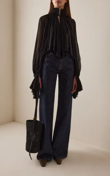 Khaite Durer Pleated Silk-Chiffon Top | Thumbnail 3
