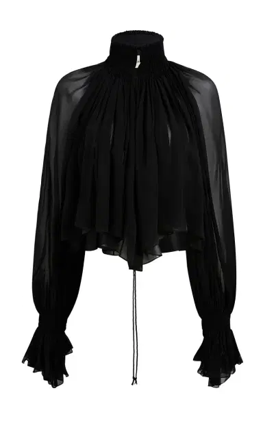Khaite Durer Pleated Silk-Chiffon Top | Thumbnail 5