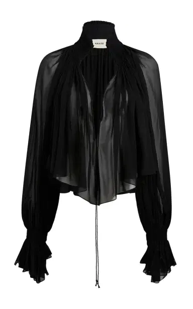 Khaite Durer Pleated Silk-Chiffon Top | Thumbnail 8