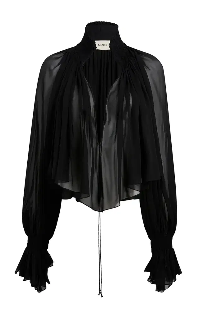 Khaite Durer Pleated Silk-Chiffon Top