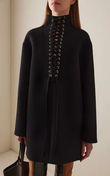 Khaite Lee Lace-Up Crepe Mini Dress | Thumbnail 3
