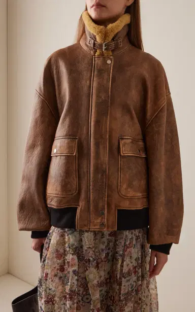 Khaite Sandor Leather Bomber Jacket | Thumbnail 2 Khaite Sandor Leather Bomber Jacket | Thumbnail 2