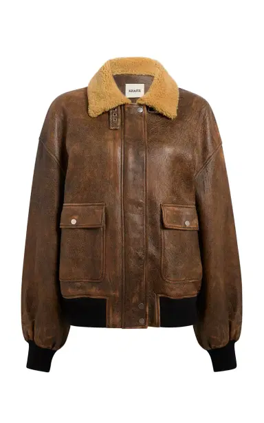 Khaite Sandor Leather Bomber Jacket | Thumbnail 5 Khaite Sandor Leather Bomber Jacket | Thumbnail 5