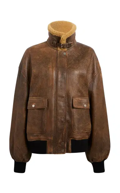 Khaite Sandor Leather Bomber Jacket | Thumbnail 1 Khaite Sandor Leather Bomber Jacket | Thumbnail 1