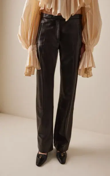 Khaite Miles Plongé Leather Straight-Leg Pants | Thumbnail 3 Khaite Miles Plongé Leather Straight-Leg Pants | Thumbnail 3