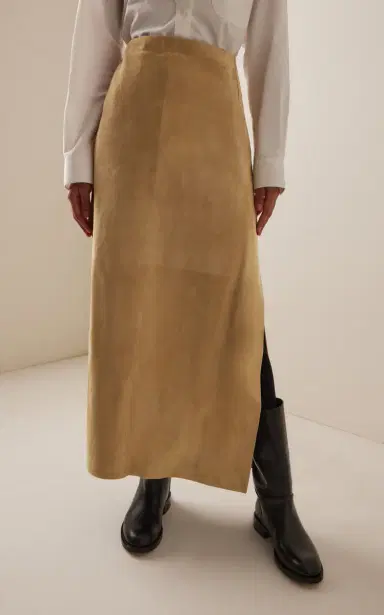 The Row Danas Suede Maxi Wrap Skirt | Thumbnail 4