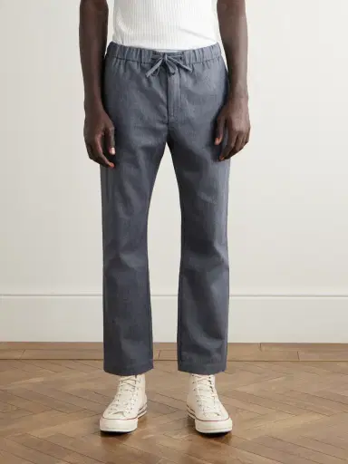 Frescobol Carioca Oscar Straight-Leg Herringbone Cotton and Cashmere-Blend Drawstring Trousers - Men | Thumbnail 3 Frescobol Carioca Oscar Straight-Leg Herringbone Cotton and Cashmere-Blend Drawstring Trousers - Men | Thumbnail 3