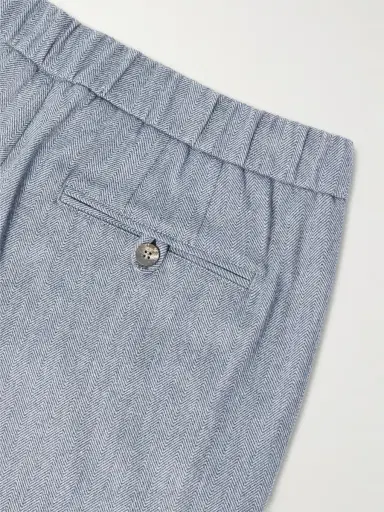 Frescobol Carioca Oscar Straight-Leg Herringbone Cotton and Cashmere-Blend Drawstring Trousers - Men | Thumbnail 5 Frescobol Carioca Oscar Straight-Leg Herringbone Cotton and Cashmere-Blend Drawstring Trousers - Men | Thumbnail 5