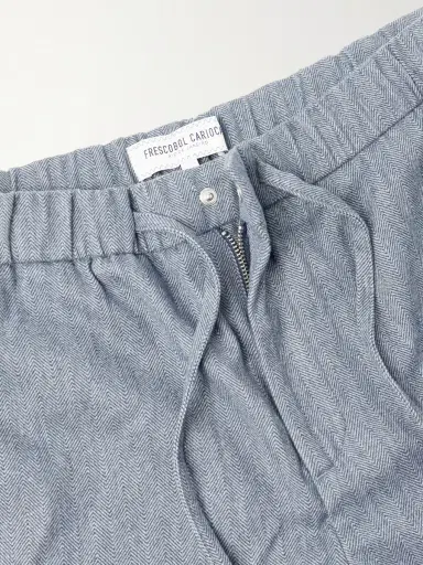 Frescobol Carioca Oscar Straight-Leg Herringbone Cotton and Cashmere-Blend Drawstring Trousers - Men | Thumbnail 6 Frescobol Carioca Oscar Straight-Leg Herringbone Cotton and Cashmere-Blend Drawstring Trousers - Men | Thumbnail 6