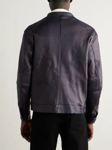 Blue Blue Japan Indigo-Dyed Leather Biker Jacket - Men | Thumbnail 4