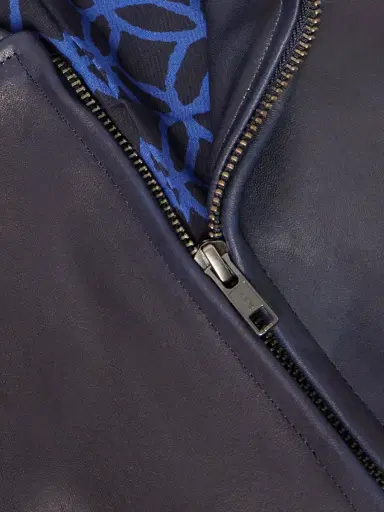 Blue Blue Japan Indigo-Dyed Leather Biker Jacket - Men | Thumbnail 5