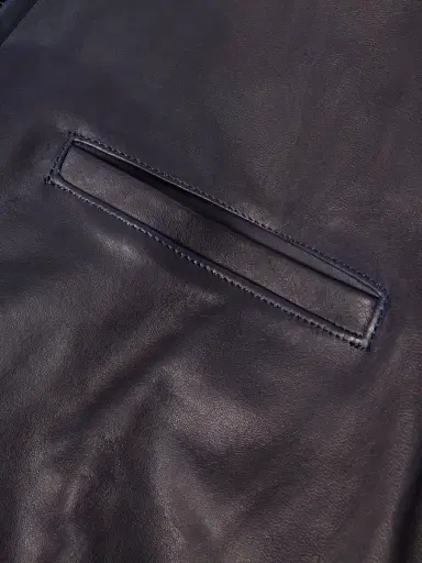 Blue Blue Japan Indigo-Dyed Leather Biker Jacket - Men | Thumbnail 6