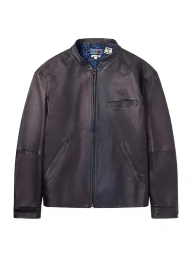 Blue Blue Japan Indigo-Dyed Leather Biker Jacket - Men | Thumbnail 1