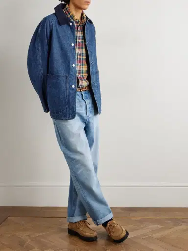 Drake's Corduroy-Trimmed Denim Jacket - Men | Thumbnail 2