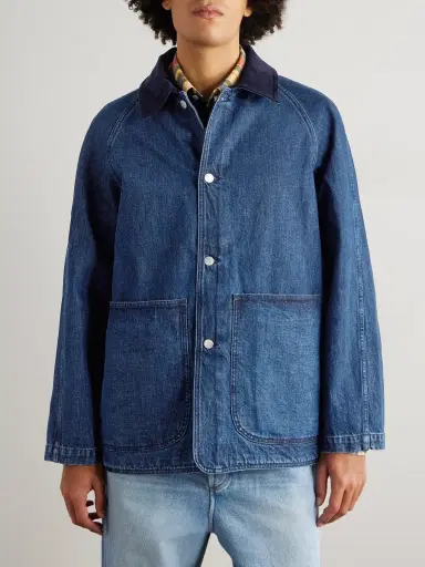 Drake's Corduroy-Trimmed Denim Jacket - Men | Thumbnail 3