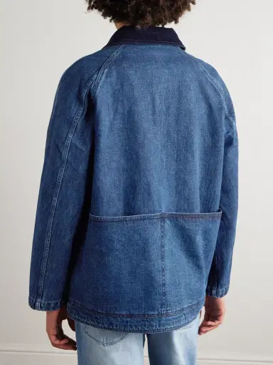 Drake's Corduroy-Trimmed Denim Jacket - Men | Thumbnail 4