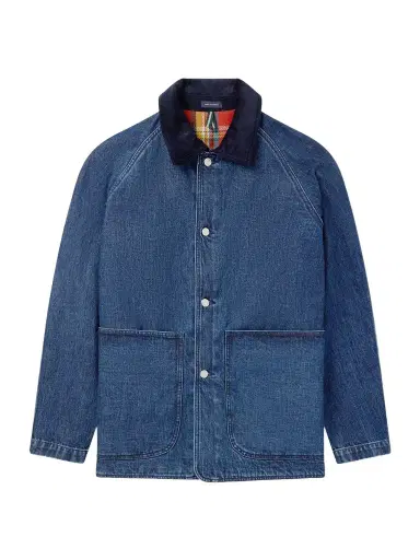Drake's Corduroy-Trimmed Denim Jacket - Men | Thumbnail 1