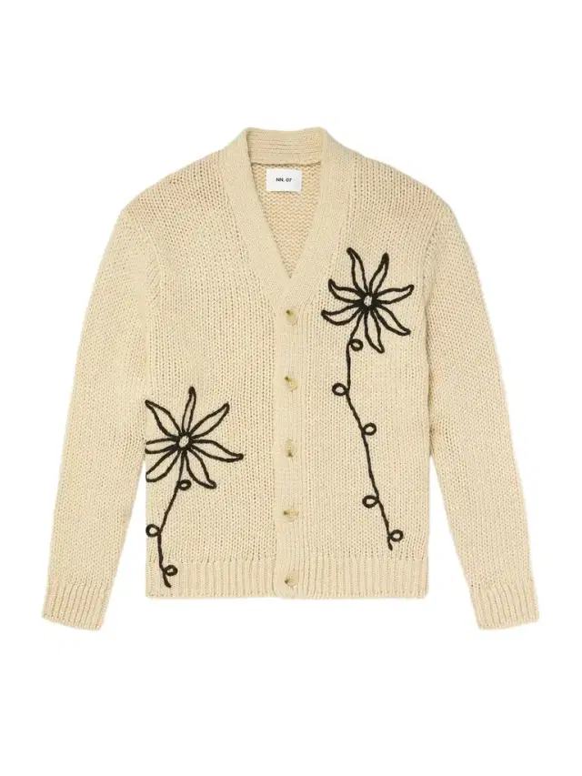 Mika Flower 6620 Embroidered Recycled Knitted Cardigan - Men